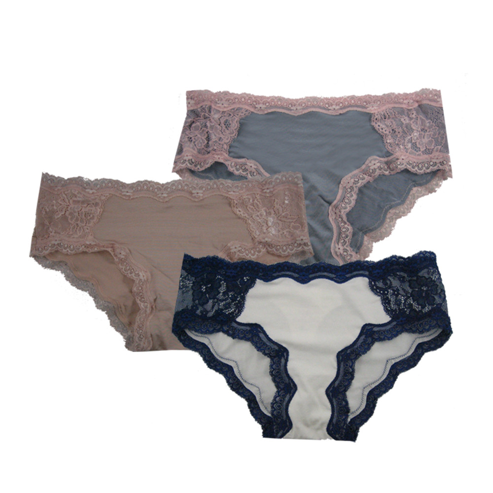 Microfiber Hipster Panty with Lace Insert - 3 pk #584 - Laser Cut